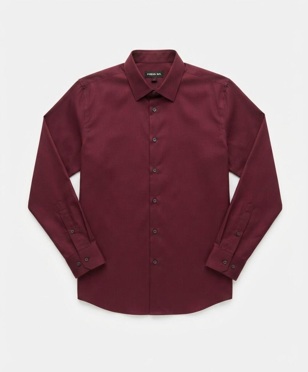 Express 1MX Mens Shirt L 16-16.5 Burgundy Maroon Slim Fit Dress Shirt Formal